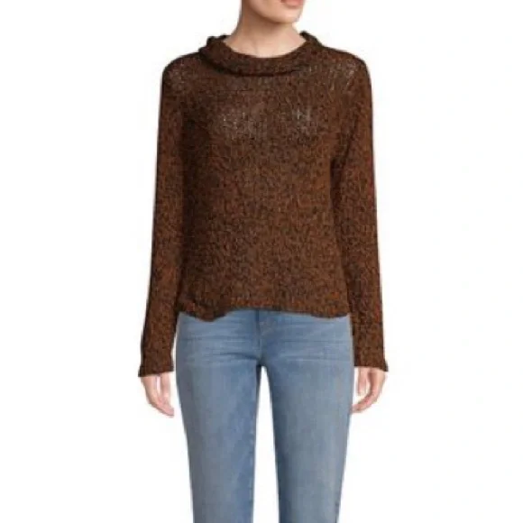 Eileen Fisher Two Tone Marled Knit Organic Cotton Blend Roll